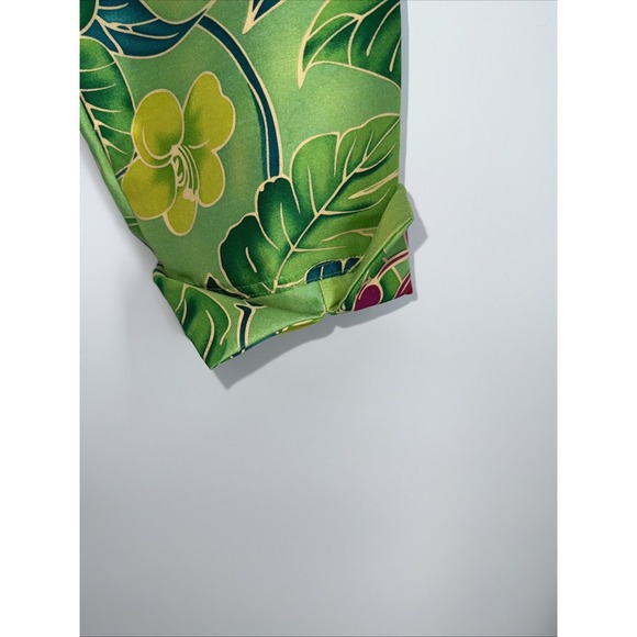 Transitions Silk Shirt Jacket Women S Green Floral Colorful Open Front Collared - Picture 7 of 8